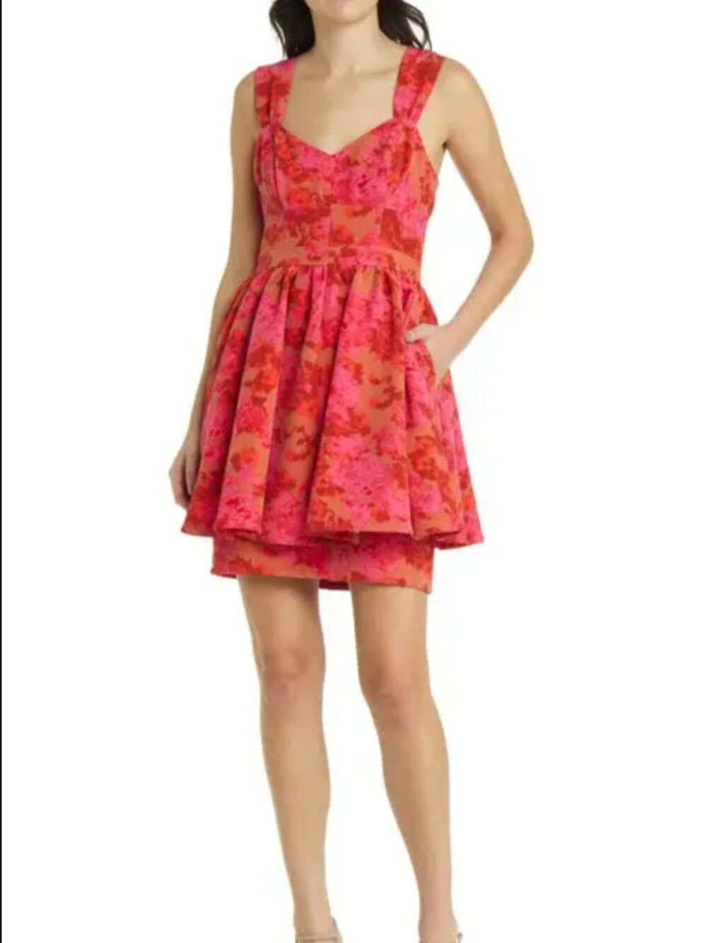 Chelsea28 Floral Print Peplum Mini Dress with Sweetheart Neckline | Size XL